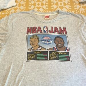 NBA JAM Retro Larry Bird Magic Johnson Graphic Short Sleeve Tee Shirt Size Large